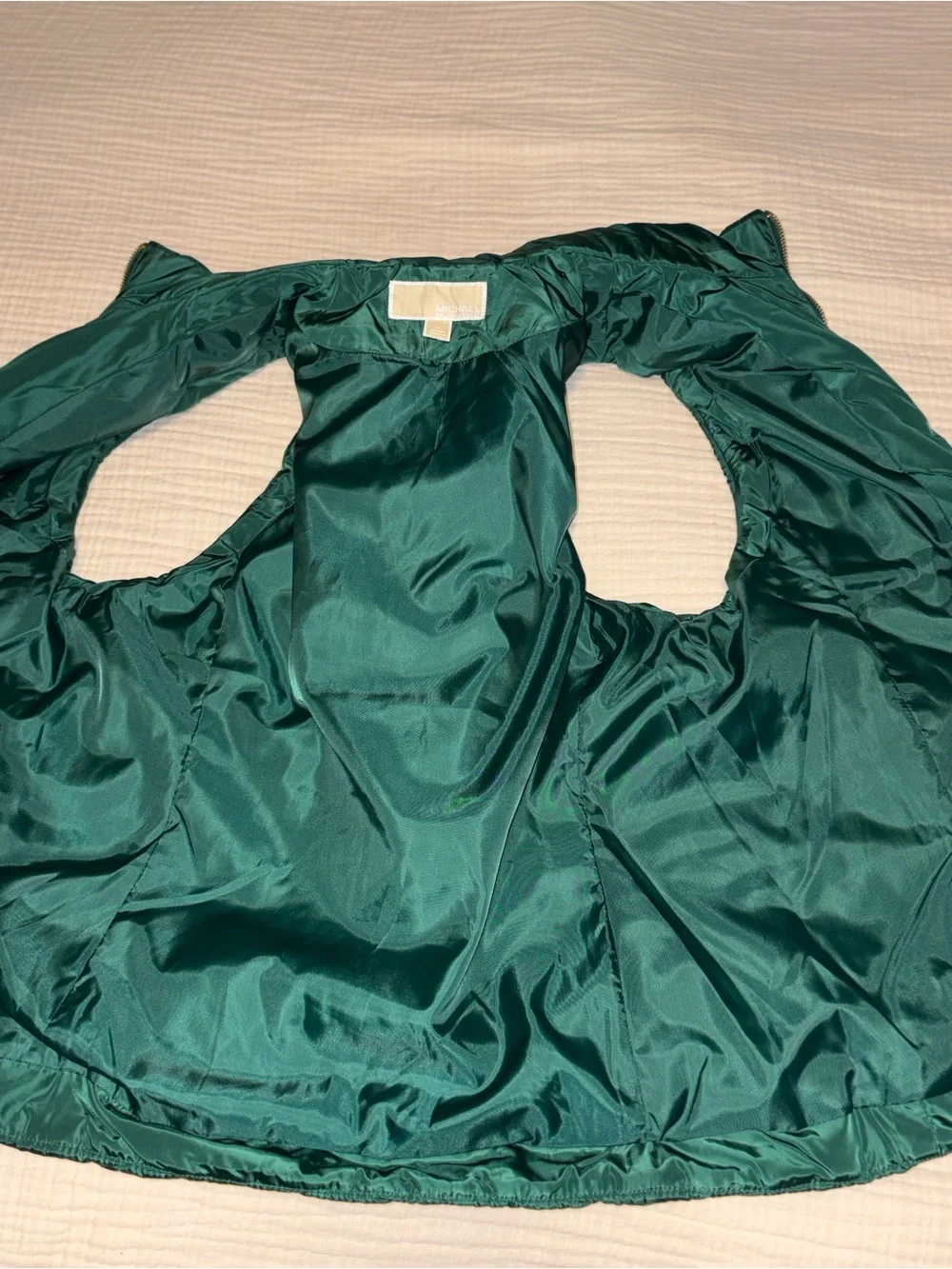 Michael Kors Emerald Green Quilted Sleeveless Puffer Vest